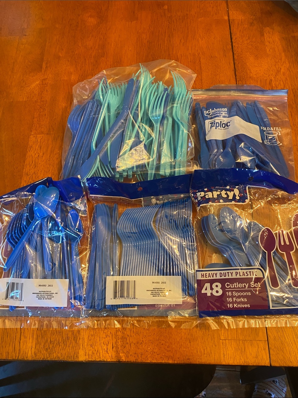 Heavy Duty Blue Plastic Cutlery Set - 48 Pc